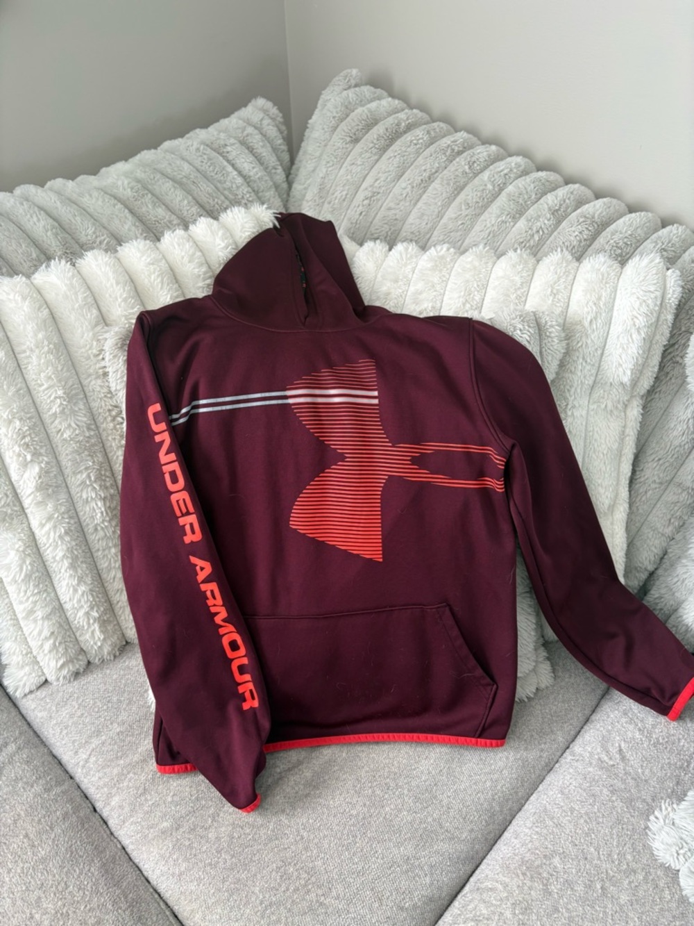Under Armour Maroon Hoodie with Red-Accent Lining